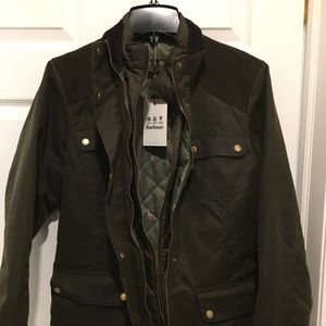 Barbour Women Dene Wax Jacket Olive/Duck print